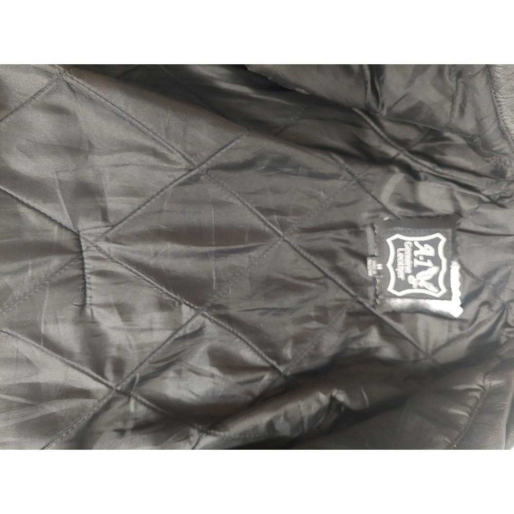 A-1 Vintage Black Leather Biker Jacket  Medium Rock Core 1950s 1960s 1980s Style - Picture 5 of 16